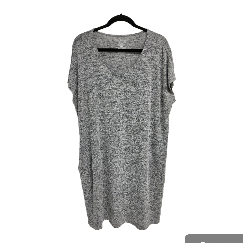 Time and Tru women's gray short sleeve v neck tee shirt dress size XL
